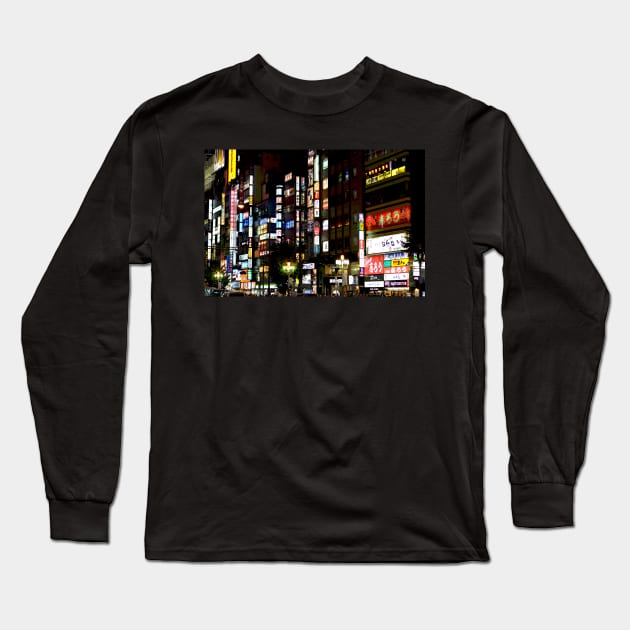 shinjuku by night Long Sleeve T-Shirt by Sampson-et-al